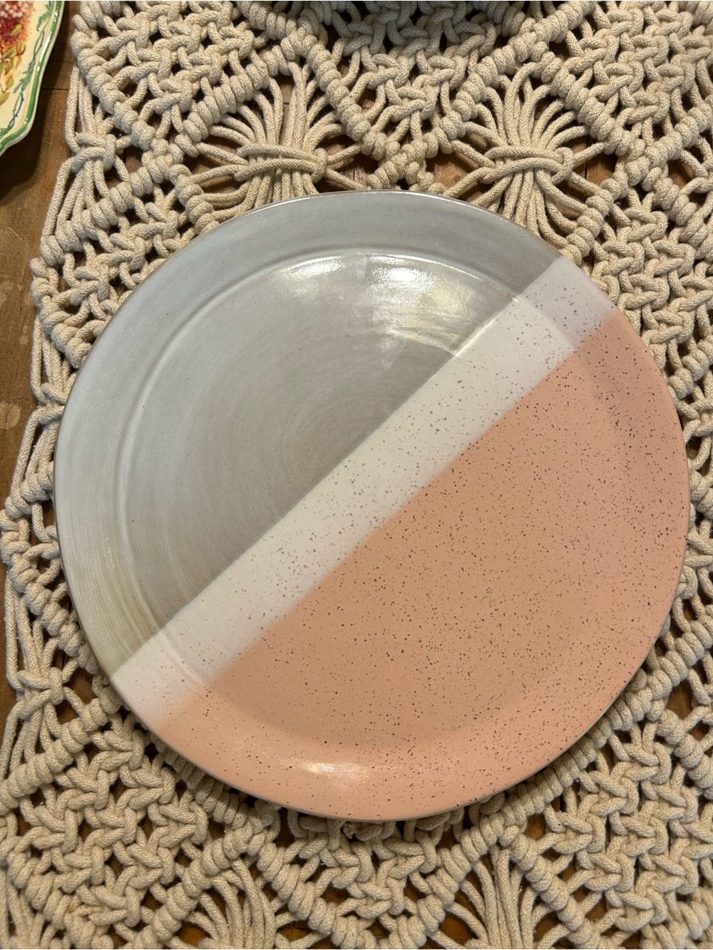 Anthropologie Luisa Stoneware Dinner Plate Portugal Pink Grey 11”